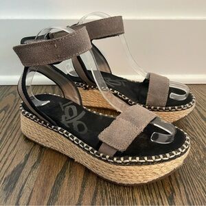 OTBT Reflector Grey Suede Espadrille Platform Sandals size 6